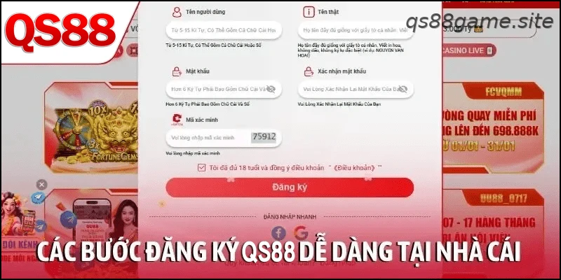 Các bước đăng ký QS88 dễ dàng tại nhà cái