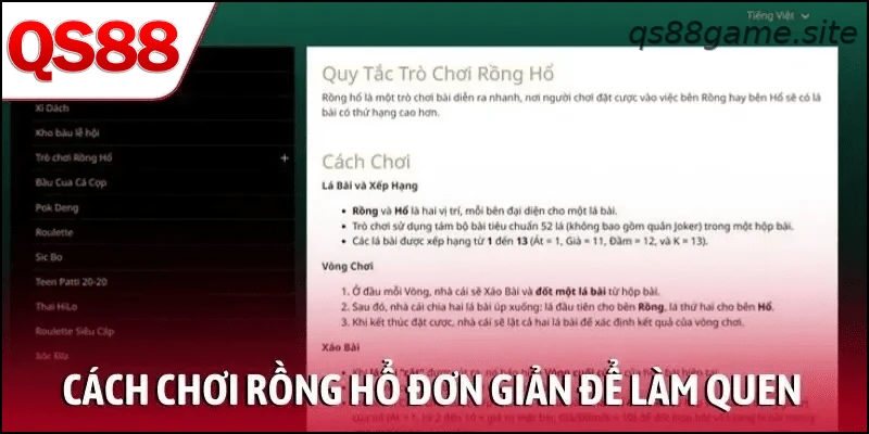 Cách chơi rồng hổ đơn giản để tân thủ làm quen
