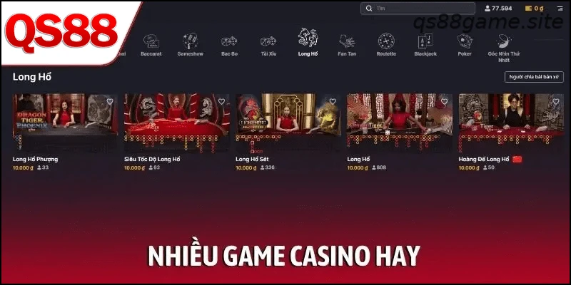 Nhiều game casino hay