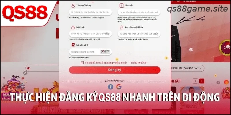 Thực hiện đăng ký QS88 nhanh trên di động